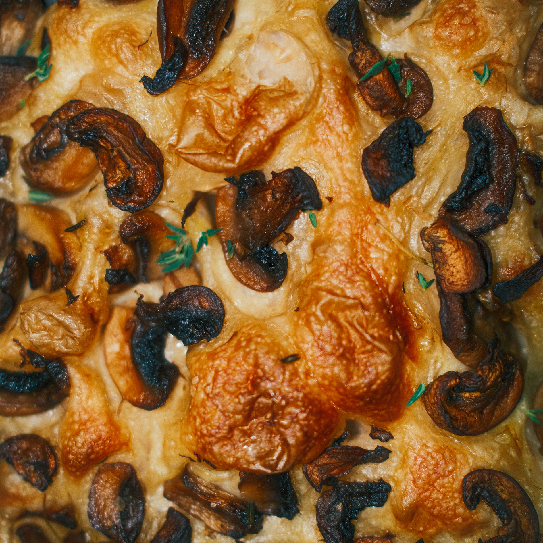 Sourdough focaccia mushroom